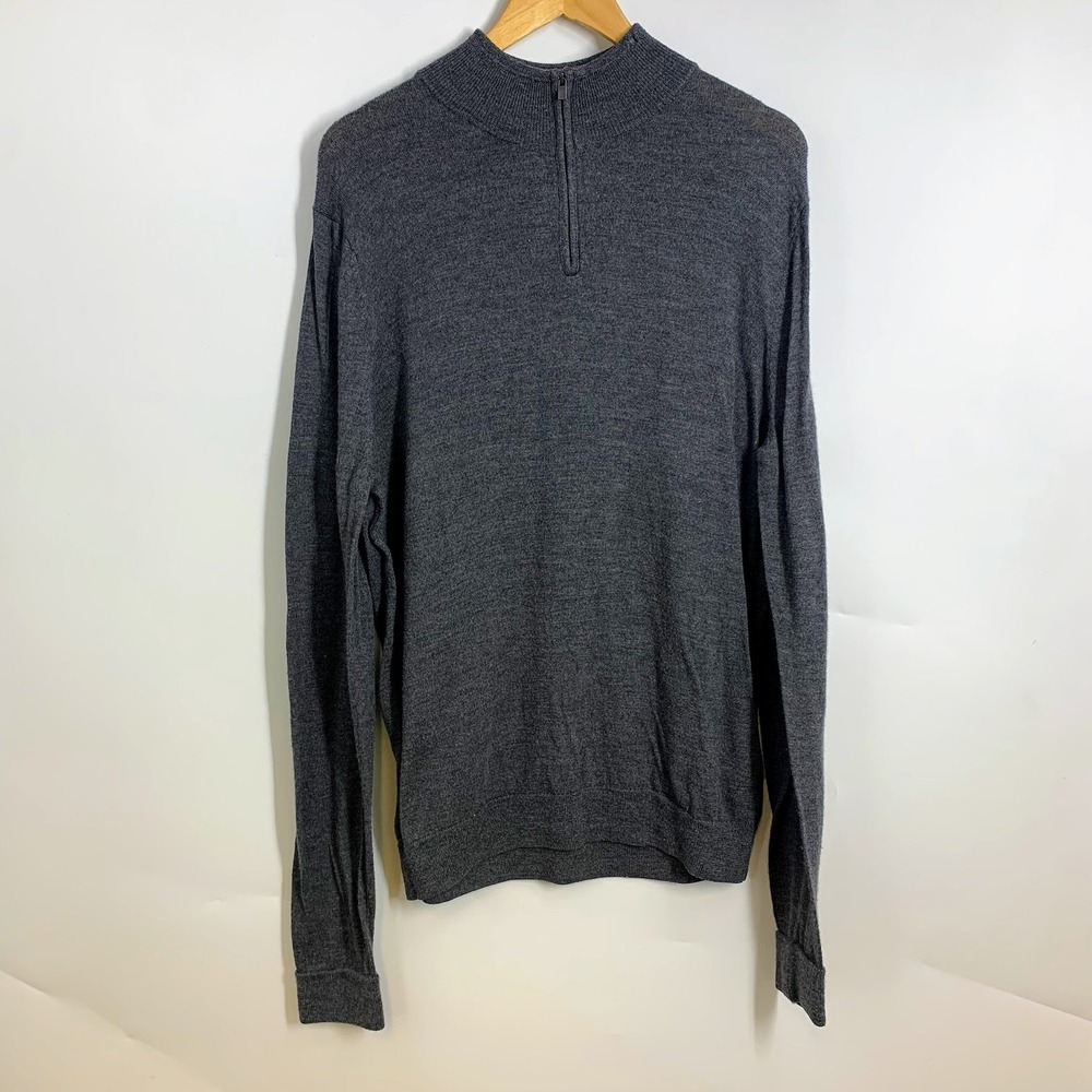 Nordstrom Mens Dark Gray Mock Neck Quarter Zip Long Sleeve‎ Sweater